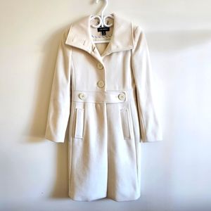 Club Monaco XS wool blend coat, calf length, off-white